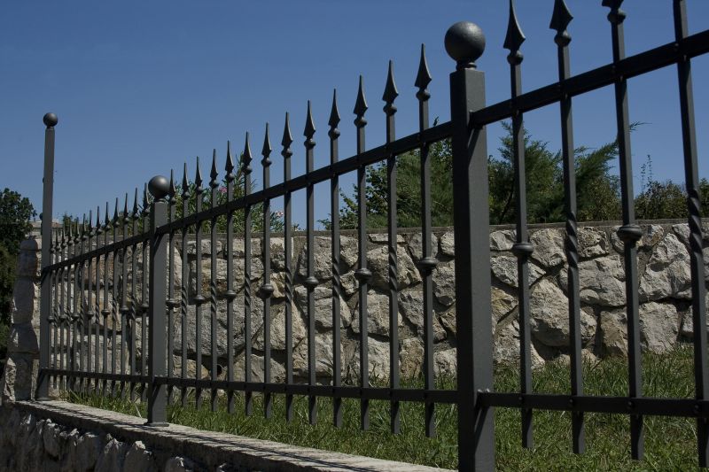 Stone and Metal Combination Fence